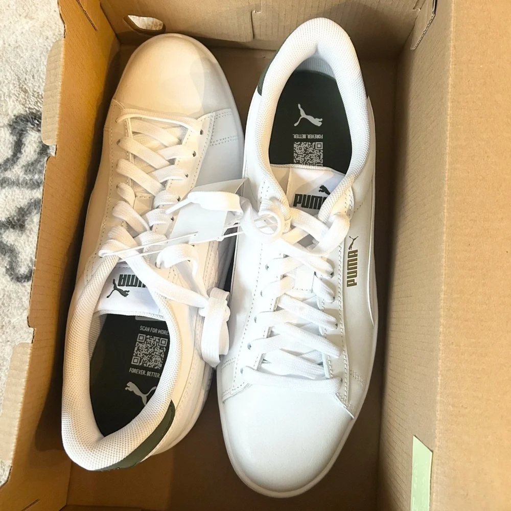 Puma Men's Ace Court Sneakers in White with olive size 11 - Picture 2 of 4